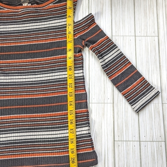 We the Free Rory Striped Cold Shoulder Top in Black White and Orange Size Small - Picture 5 of 7